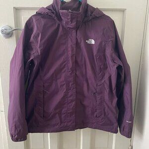 North Face Resolve 2L hooded rain jacket/shell- XL, beautiful plum colour